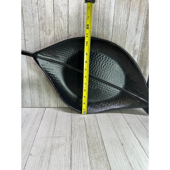 Vtg Fits & Floyd Leaf Serving Tray Platter Hammered Brown Metal 11" Diameter - Picture 4 of 5